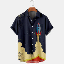 Load image into Gallery viewer, Mens Hawaiian Short Sleeve Shirts Summer Shirts - Casual Rocket Shirts - Single-breasted Lapel Shirt - Sizes M-3XL Ti Amo I love you
