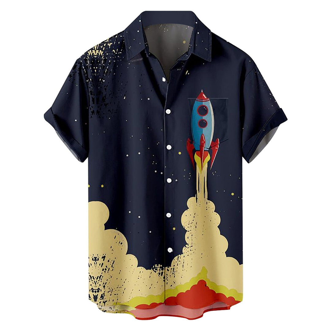 Mens Hawaiian Short Sleeve Shirts Summer Shirts - Casual Rocket Shirts - Single-breasted Lapel Shirt - Sizes M-3XL Ti Amo I love you