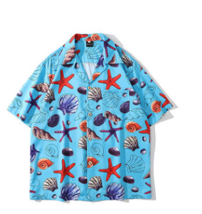 Mens Holiday Starfish Ocean Element Print Revere Collar Shirts Ti Amo I love you