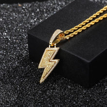 Load image into Gallery viewer, Mens Jewelry Fashion Retro Full Zircon Lightning Necklace - Hip Hop Accessories Pendant Necklace Jewelry Ti Amo I love you
