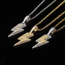 Load image into Gallery viewer, Mens Jewelry Fashion Retro Full Zircon Lightning Necklace - Hip Hop Accessories Pendant Necklace Jewelry Ti Amo I love you
