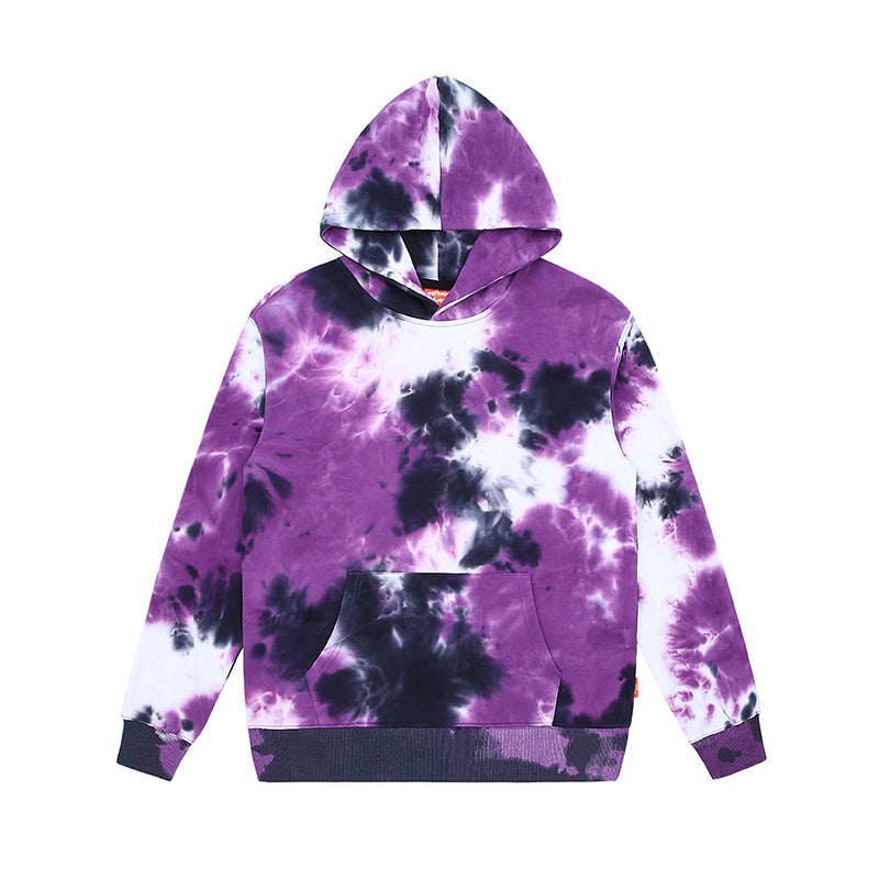 Mens - Loose Tie Dye Loose Terry Cotton Hooded Sweatshirt Ti Amo I love you