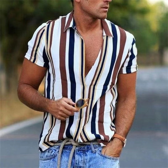 Mens / Mens Big & Tall - Short Sleeve Dress Slim Button Shirts - Fashion Designer Men's Clothing - Sizes XS-5XL Ti Amo I love you