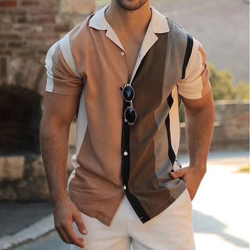 Mens / Mens Big & Tall - Short Sleeve Dress Slim Button Shirts - Fashion Designer Men's Clothing - Sizes XS-5XL Ti Amo I love you