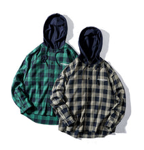 Load image into Gallery viewer, Mens Plaid Long Sleeved Loose Hoodie Sweatshirt Ti Amo I love you
