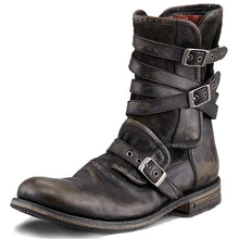 Load image into Gallery viewer, Mens Round Toe Work Boots - Mens Thick Heel Man&#39;s Boots - Ti Amo I love you
