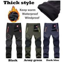 Load image into Gallery viewer, Mens - Softshell Fleece Pants Hiking Camping Fishing Trekking Waterproof Cargo Pants - Thick or Thin - Casual Warm Outdoor Sport Trousers - Thick - Winter &amp; Fall / Thin -Spring &amp; Summer /Pants - Sizes S-5XL - Waist 33-41 in Ti Amo I love you
