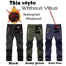 Load image into Gallery viewer, Mens - Softshell Fleece Pants Hiking Camping Fishing Trekking Waterproof Cargo Pants - Thick or Thin - Casual Warm Outdoor Sport Trousers - Thick - Winter &amp; Fall / Thin -Spring &amp; Summer /Pants - Sizes S-5XL - Waist 33-41 in Ti Amo I love you
