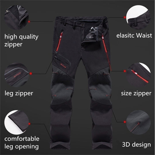 Mens - Softshell Fleece Pants Hiking Camping Fishing Trekking Waterproof Cargo Pants - Thick or Thin - Casual Warm Outdoor Sport Trousers - Thick - Winter & Fall / Thin -Spring & Summer /Pants - Sizes S-5XL - Waist 33-41 in Ti Amo I love you