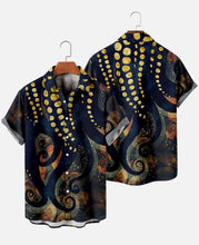 Load image into Gallery viewer, Mens - Squid Tentacles Short-sleeved Button Down Oversized Hawaiian Shirt  - Men&#39;s Cool Top with Pocket - Sizes XS-XL Ti Amo I love you
