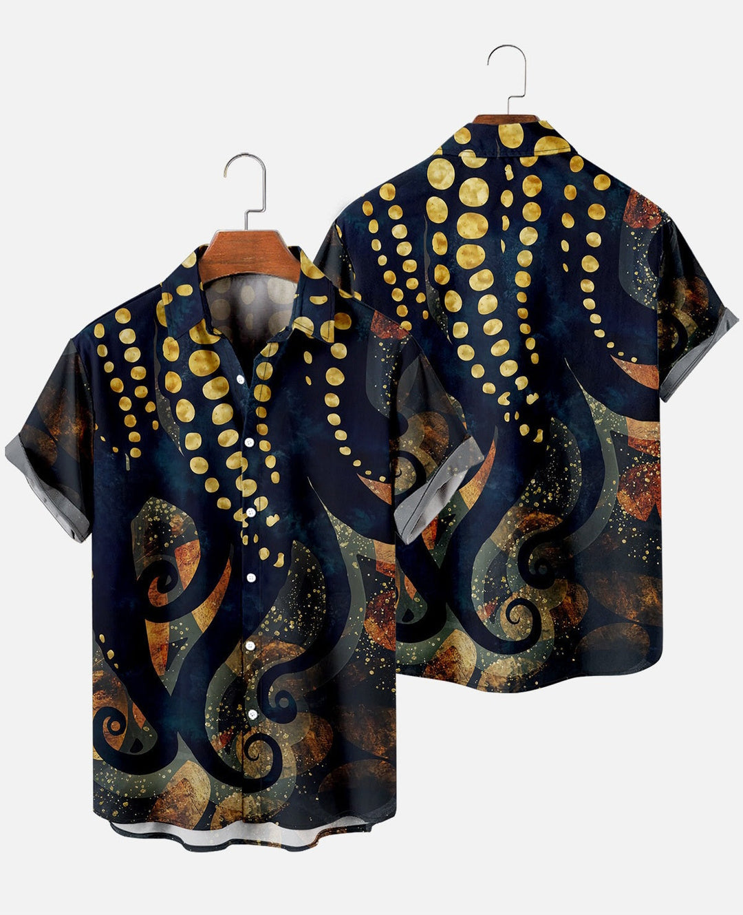 Mens - Squid Tentacles Short-sleeved Button Down Oversized Hawaiian Shirt  - Men's Cool Top with Pocket - Sizes XS-XL Ti Amo I love you