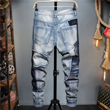 Load image into Gallery viewer, Mens - Stitching Color-blocking Stretch-footed Jeans - Waist 29-38 Inches Ti Amo I love you
