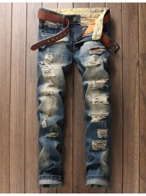 Mens / Teen Boys - Bleached Ripped Jeans Ti Amo I love you