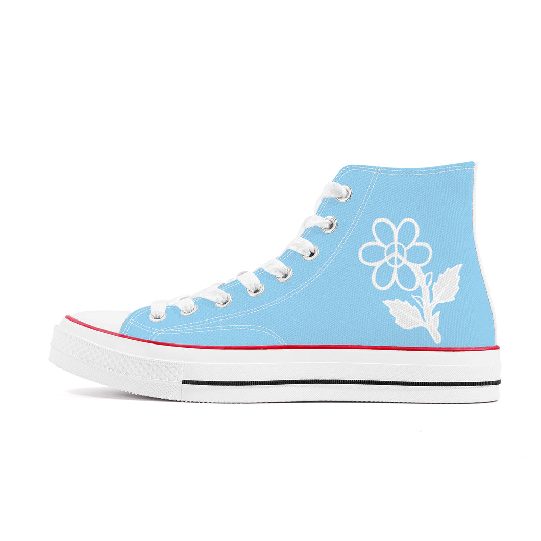 Ti Amo I love you - Exclusive Brand - Sail 2 - White Daisy - High Top Canvas Shoes - White  Soles