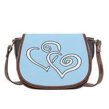 Load image into Gallery viewer, Ti Amo I love you - Exclusive Brand - Regent St Blue - Double White Heart - Saddle Bag
