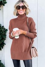 Load image into Gallery viewer, Mineral Red Turtleneck Ribbed Knit Tunic Sweater Ti Amo I love you
