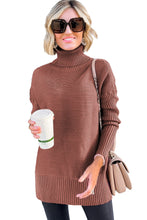 Load image into Gallery viewer, Mineral Red Turtleneck Ribbed Knit Tunic Sweater Ti Amo I love you
