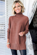 Load image into Gallery viewer, Mineral Red Turtleneck Ribbed Knit Tunic Sweater Ti Amo I love you
