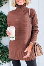 Load image into Gallery viewer, Mineral Red Turtleneck Ribbed Knit Tunic Sweater Ti Amo I love you
