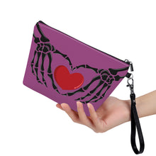 Load image into Gallery viewer, Ti Amo I love you - Exclusive Brand - Cannon Pink - Skeleton Hands with Heart - Sling Cosmetic Bag
