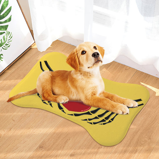 Ti Amo I love you - Exclusive Brand - Mustard Yellow - Skeleton Hands with Heart  - Big Paws Pet Rug