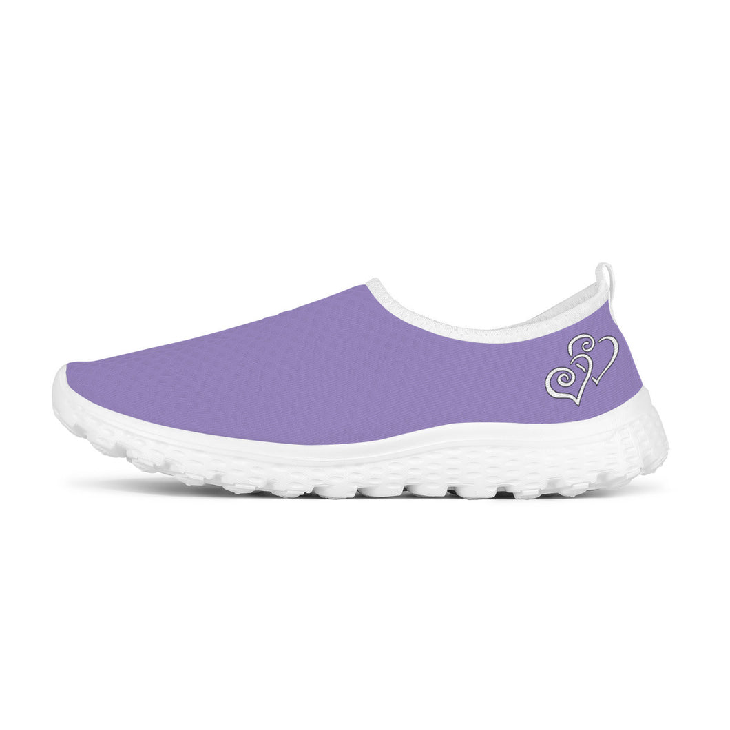 Ti Amo I love you - Exclusive Brand - Blue Bell 2 - Double White Heart - Women's Mesh Running Shoes - White Soles