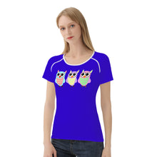 Load image into Gallery viewer, Ti Amo I love you - Exclusive Brand - Violet Blue - 3 Owls -  Women&#39;s T shirt - Sizes XS-2XL
