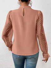 Load image into Gallery viewer, Mock Neck Flounce Sleeve Blouse Ti Amo I love you
