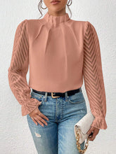 Load image into Gallery viewer, Mock Neck Flounce Sleeve Blouse Ti Amo I love you
