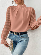 Load image into Gallery viewer, Mock Neck Flounce Sleeve Blouse Ti Amo I love you
