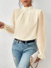 Load image into Gallery viewer, Mock Neck Flounce Sleeve Blouse Ti Amo I love you
