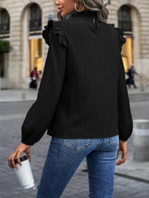 Load image into Gallery viewer, Mock Neck Ruffle Shoulder Blouse Ti Amo I love you
