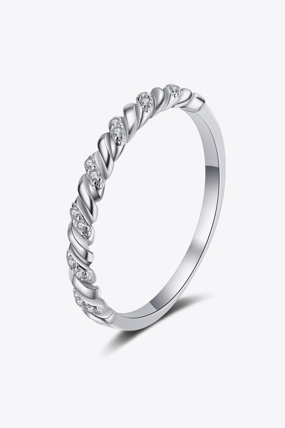 Moissanite 925 Sterling Silver - Rhodium-Plated Half-Eternity Ring - Sizes 4-10 Ti Amo I love you