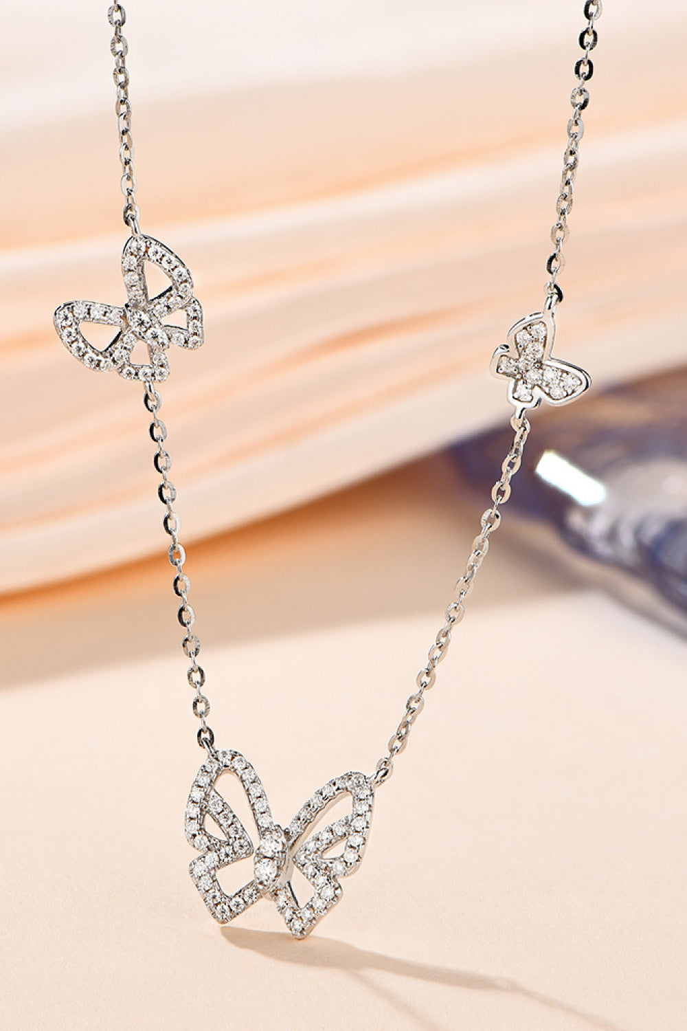 Moissanite Butterfly Shape Necklace Ti Amo I love you