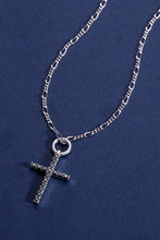 Load image into Gallery viewer, Moissanite Cross Pendant Platinum-Plated Necklace Ti Amo I love you
