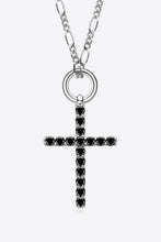 Load image into Gallery viewer, Moissanite Cross Pendant Platinum-Plated Necklace Ti Amo I love you
