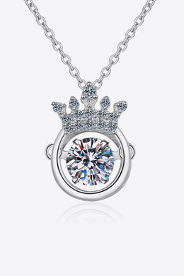 Moissanite - Crown -  925 Sterling Silver Necklace Ti Amo I love you