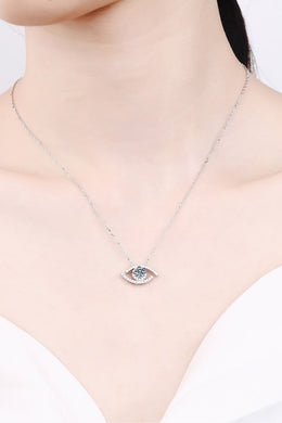 Moissanite Evil Eye Pendant 925 Sterling Silver Necklace Ti Amo I love you