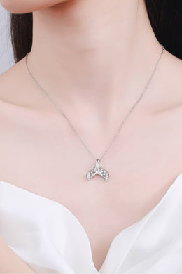 Moissanite Fishtail Pendant 925 Sterling Silver Necklace Ti Amo I love you