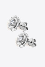 Load image into Gallery viewer, Moissanite Flower 18K Rose Gold-Plated, 925 Sterling Silver Earrings Ti Amo I love you
