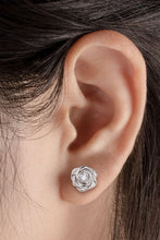 Load image into Gallery viewer, Moissanite Flower 18K Rose Gold-Plated, 925 Sterling Silver Earrings Ti Amo I love you
