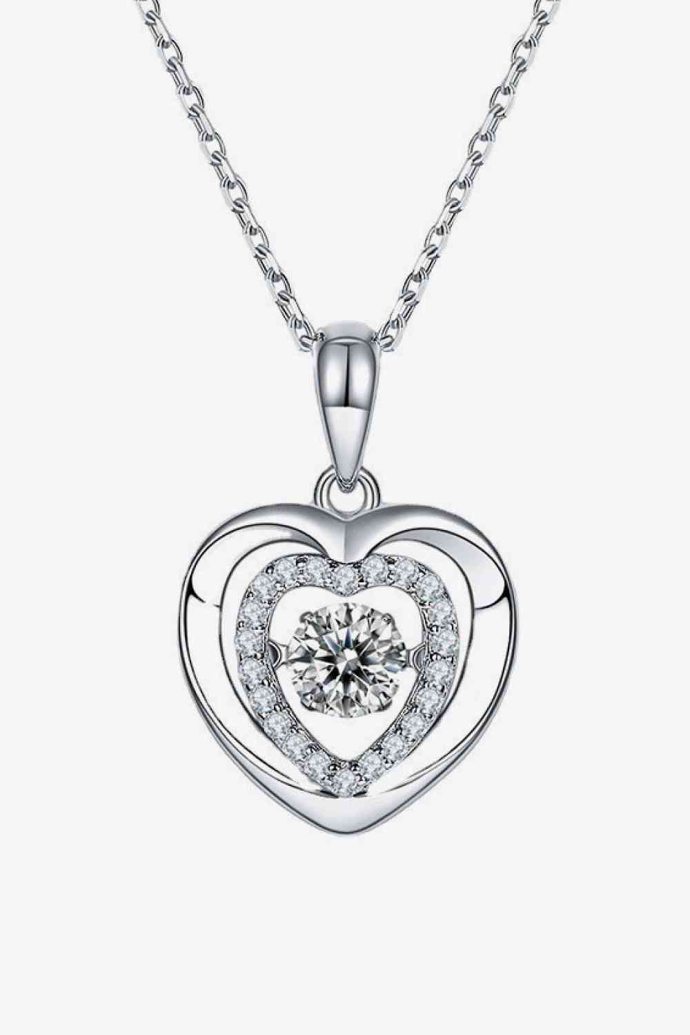 Moissanite Heart Pendant Necklace Ti Amo I love you
