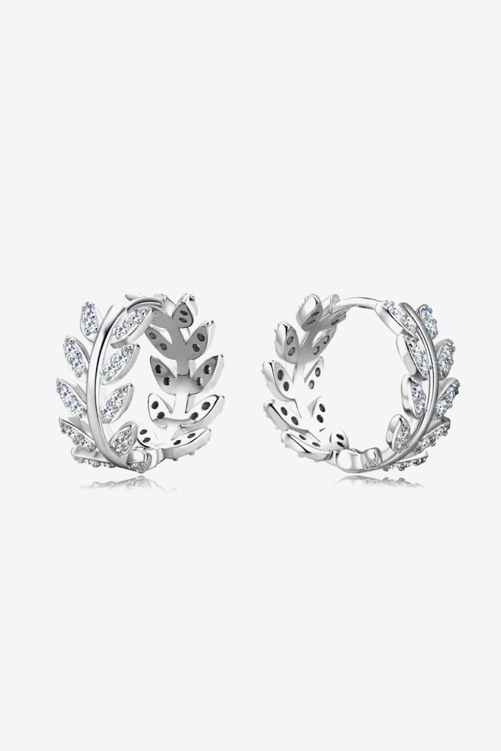 Moissanite Leaf 925 Sterling Silver or 18k Gold Plated Earrings Ti Amo I love you