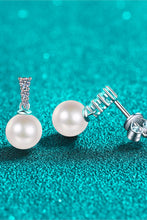 Load image into Gallery viewer, Moissanite Pearl Drop Earrings Ti Amo I love you
