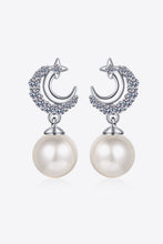 Load image into Gallery viewer, Moissanite Pearl Drop Earrings Ti Amo I love you
