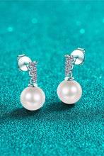 Load image into Gallery viewer, Moissanite Pearl Drop Earrings Ti Amo I love you
