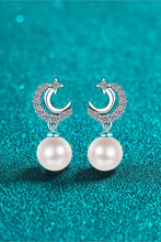 Load image into Gallery viewer, Moissanite Pearl Drop Earrings Ti Amo I love you
