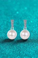 Load image into Gallery viewer, Moissanite Pearl Drop Earrings Ti Amo I love you
