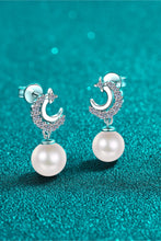 Load image into Gallery viewer, Moissanite Pearl Drop Earrings Ti Amo I love you
