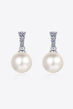 Load image into Gallery viewer, Moissanite Pearl Drop Earrings Ti Amo I love you
